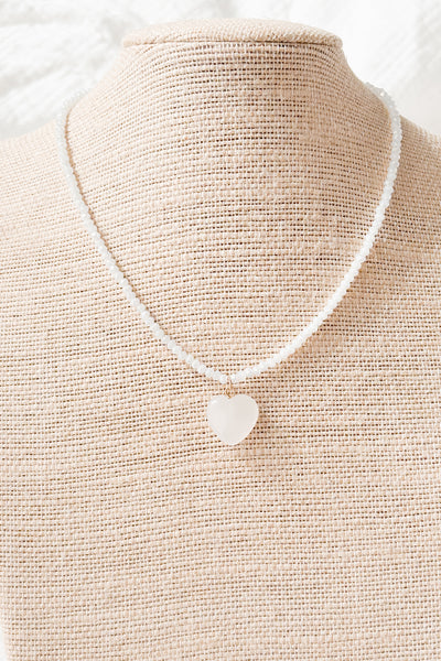 Never Stop Loving You Beaded Heart Necklace (White) - NanaMacs