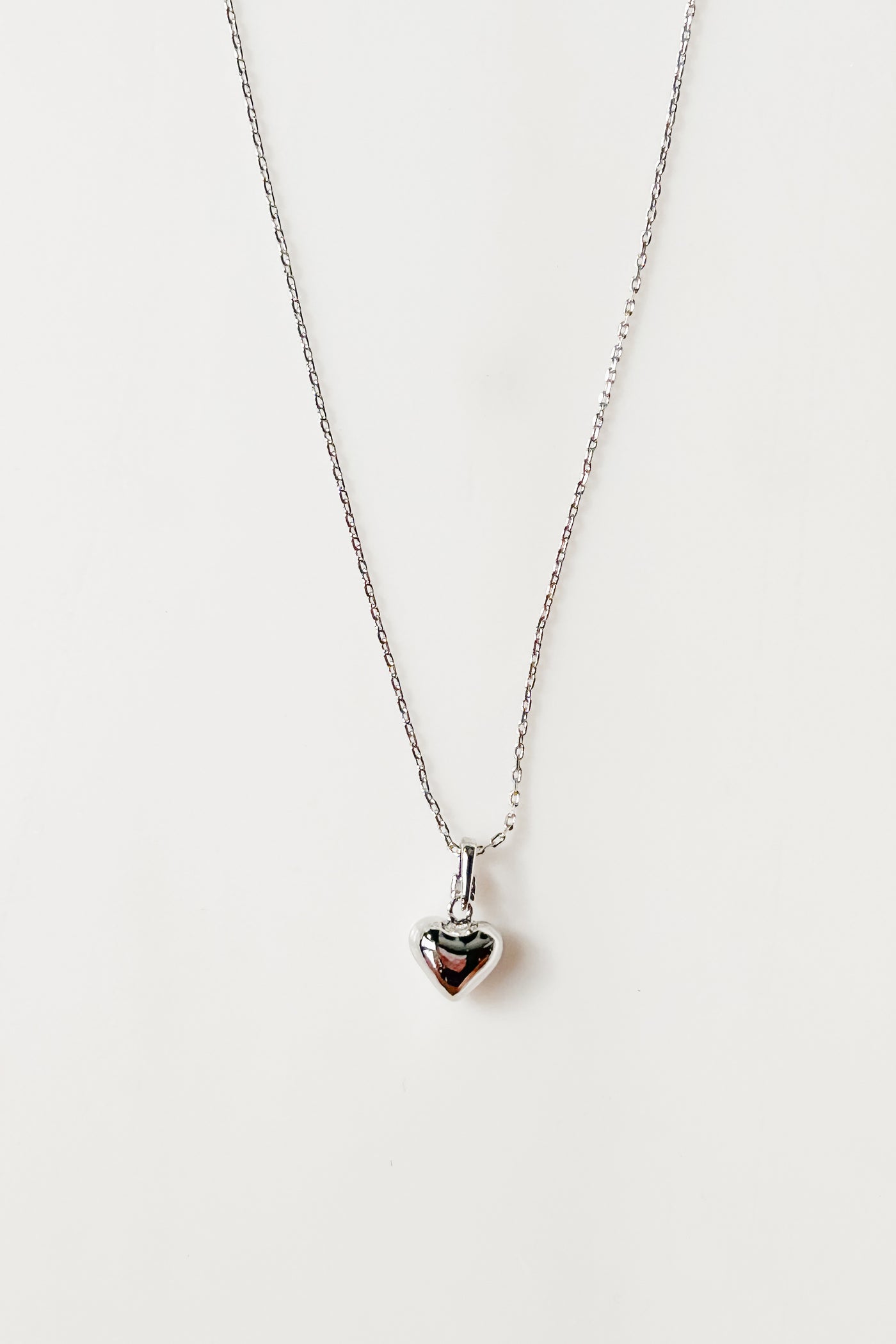 Love Is A Choice Rhinestone Heart Charm Necklace (Silver) - NanaMacs