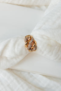 Habitual Spender Crystal Chain Ring (Gold) - NanaMacs