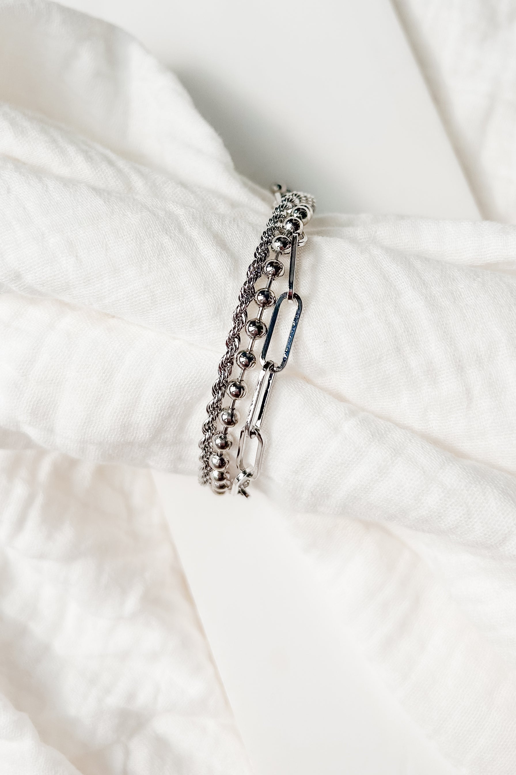 Shackled To You Layered Chain Bracelet (Silver) - NanaMacs