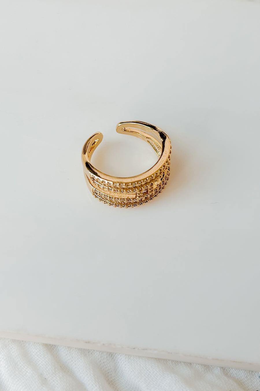 Pretty Penelope Double Banded Dimond Ring (Gold) - NanaMacs