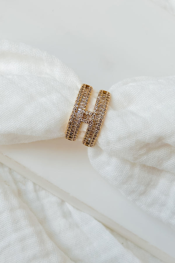 Pretty Penelope Double Banded Dimond Ring (Gold) - NanaMacs