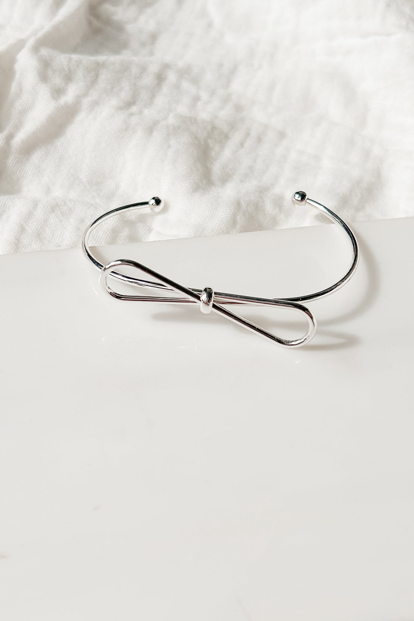 Simply Bow-tiful Knotted Bow Cuff Bracelet (Silver) - NanaMacs