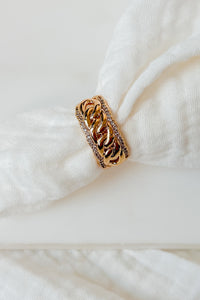 Chains Of Love Chain Rhinestone Ring (Gold) - NanaMacs