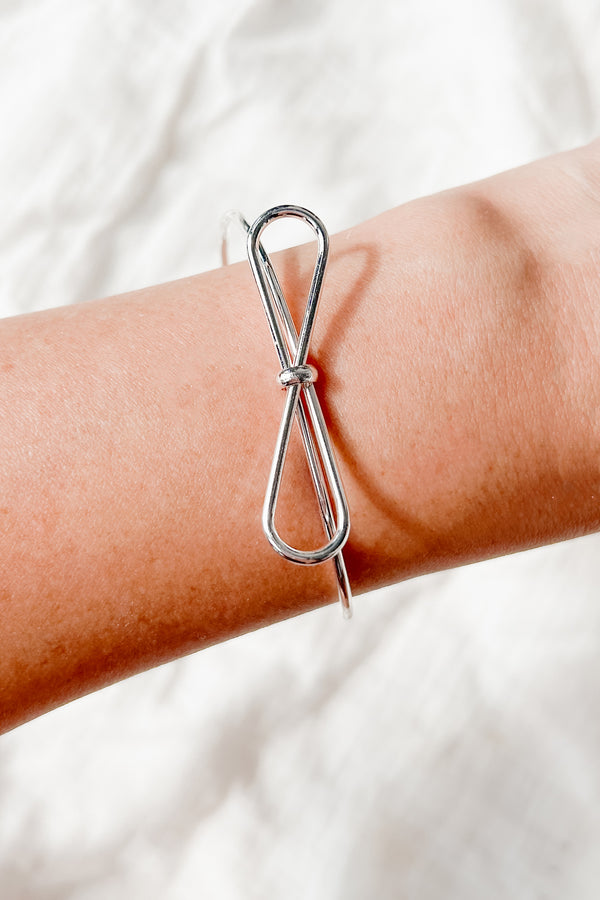 Simply Bow-tiful Knotted Bow Cuff Bracelet (Silver) - NanaMacs