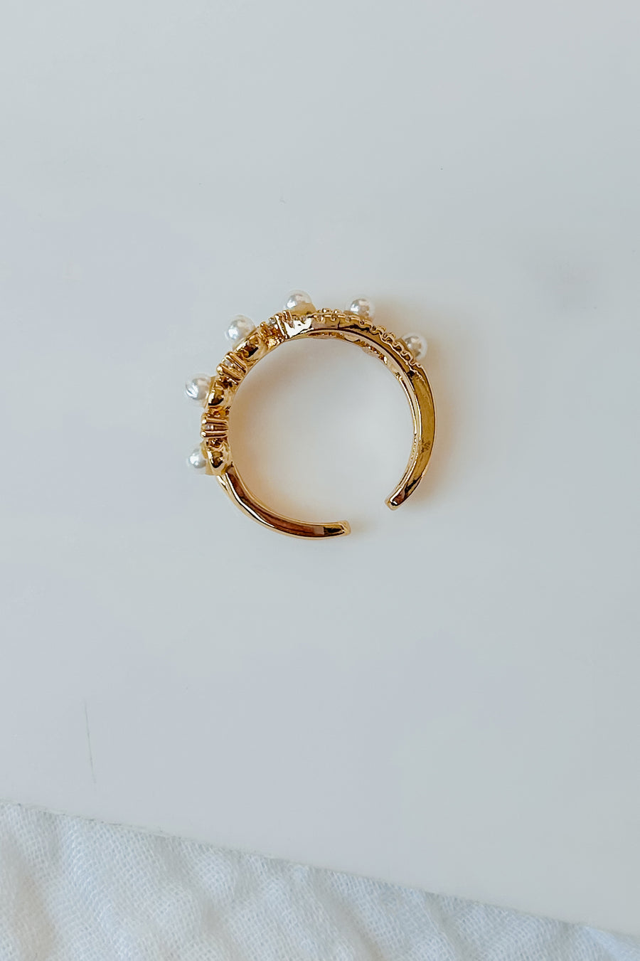 Sophisticated Like Sarah Rhinestone Pearl Ring (Gold) - NanaMacs