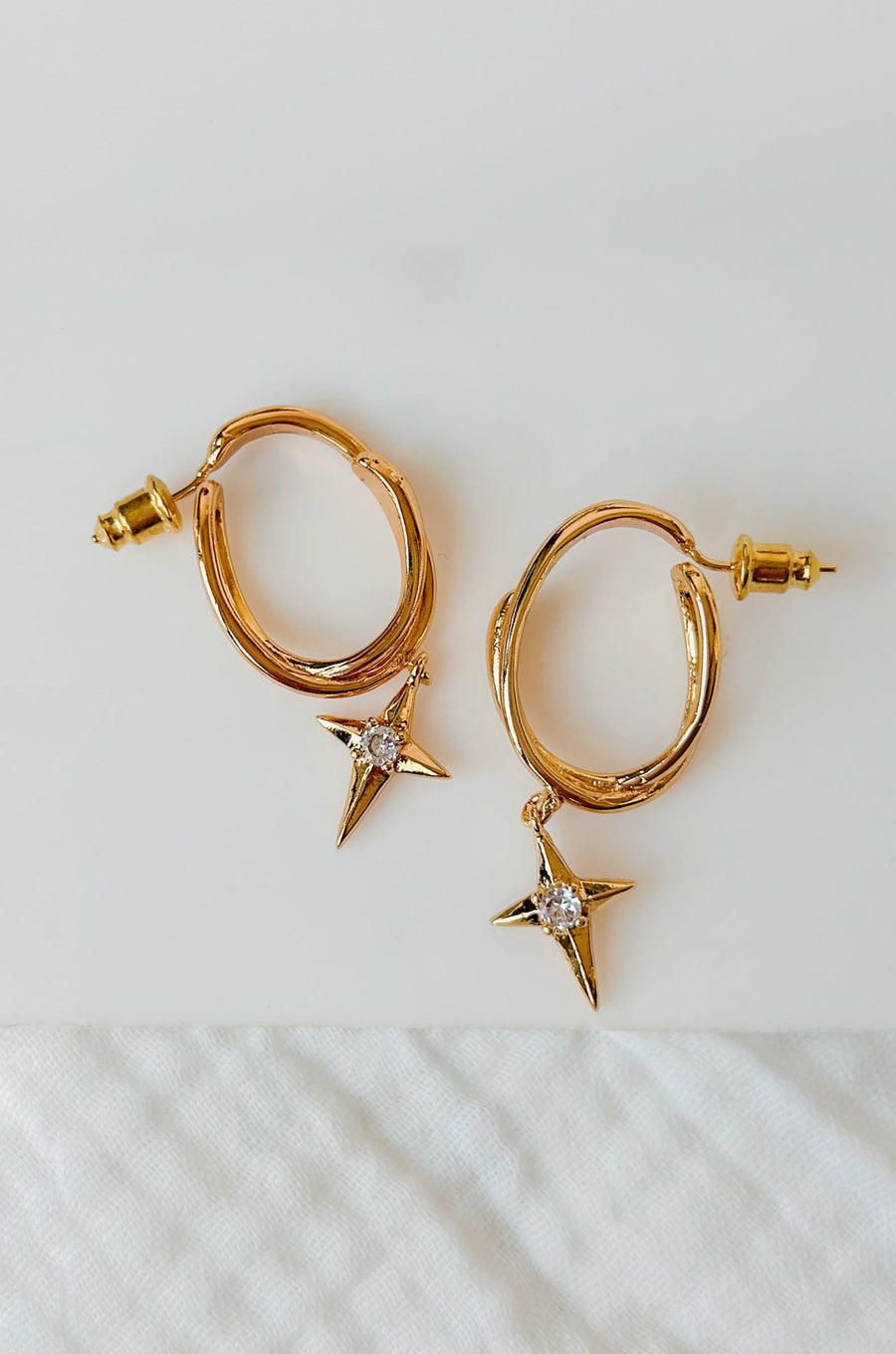 Shooting Stars Diamond Star Earrings (Gold) - NanaMacs