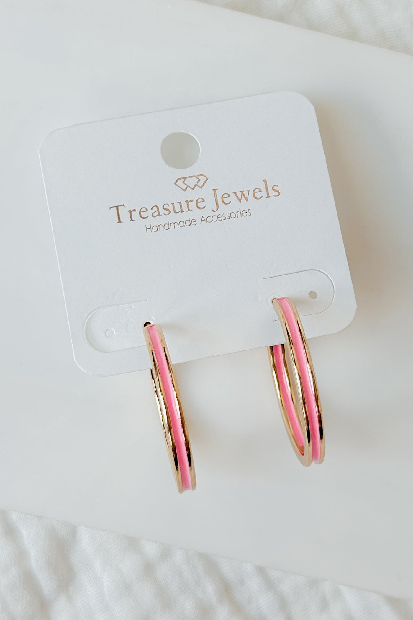 Longing For Love Enamel Hoops (Pink) - NanaMacs