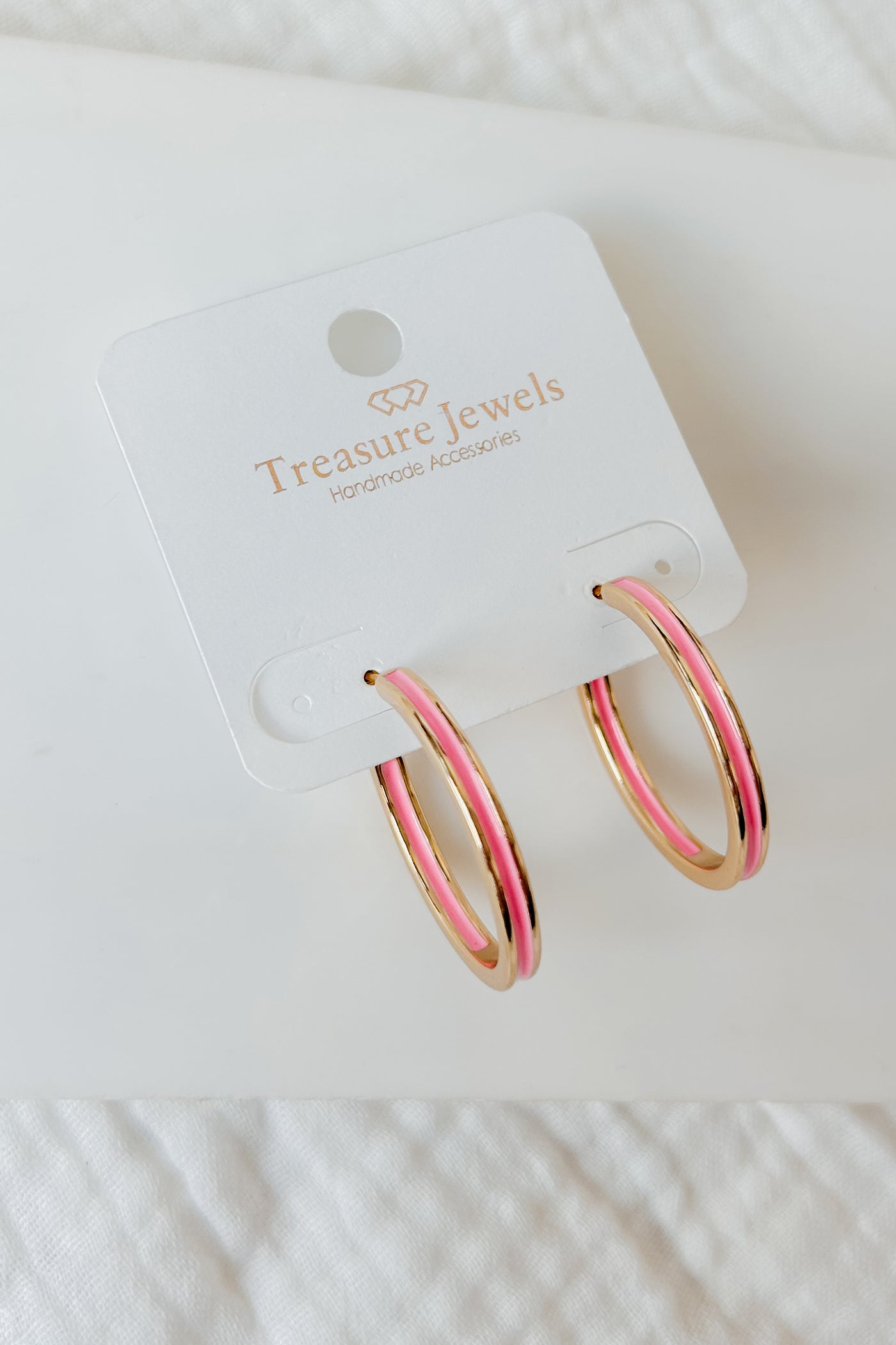 Longing For Love Enamel Hoops (Pink) - NanaMacs