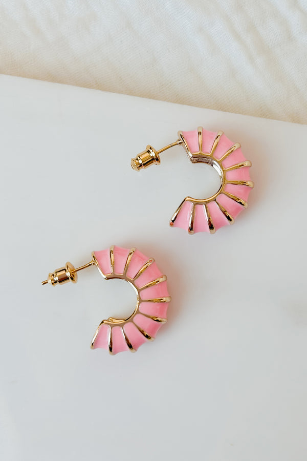 Croux Ribbed Half-Hoop Earrings (Pink) - NanaMacs