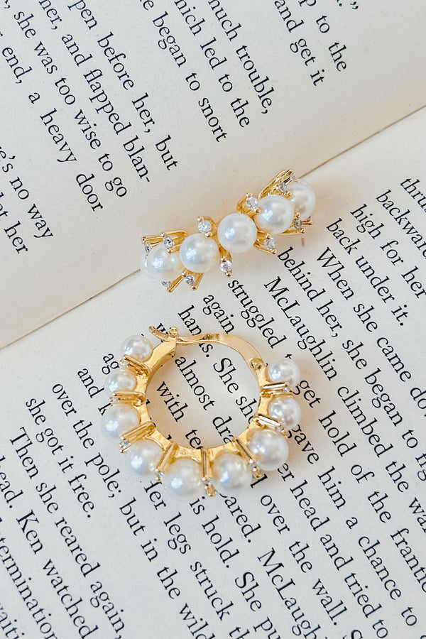 Well Aren't You Cute Pearl Hoop Earrings (Gold) - NanaMacs