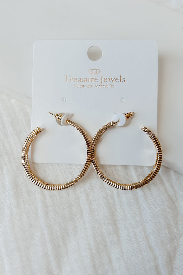 Showing Some Heart Double Crystal Heart Hoops (Gold) - NanaMacs