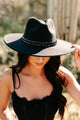 Relentless Spirit Chain Detailed Wide Brim Hat (Black) - NanaMacs