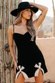 Casino Queen Rhinestone Bow Mini Dress (Black) - NanaMacs