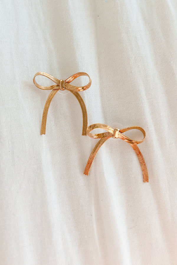 Sweetness Overload Gold Plated Bow Earrings (Gold) - NanaMacs