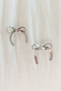 Sweetness Overload Gold Plated Bow Earrings (Silver) - NanaMacs