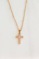 Never Lose Faith Gold Plated Cross Necklace (White) - NanaMacs