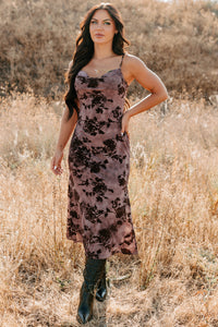 Everlasting Love Floral Mesh Midi Dress (Wine) - NanaMacs