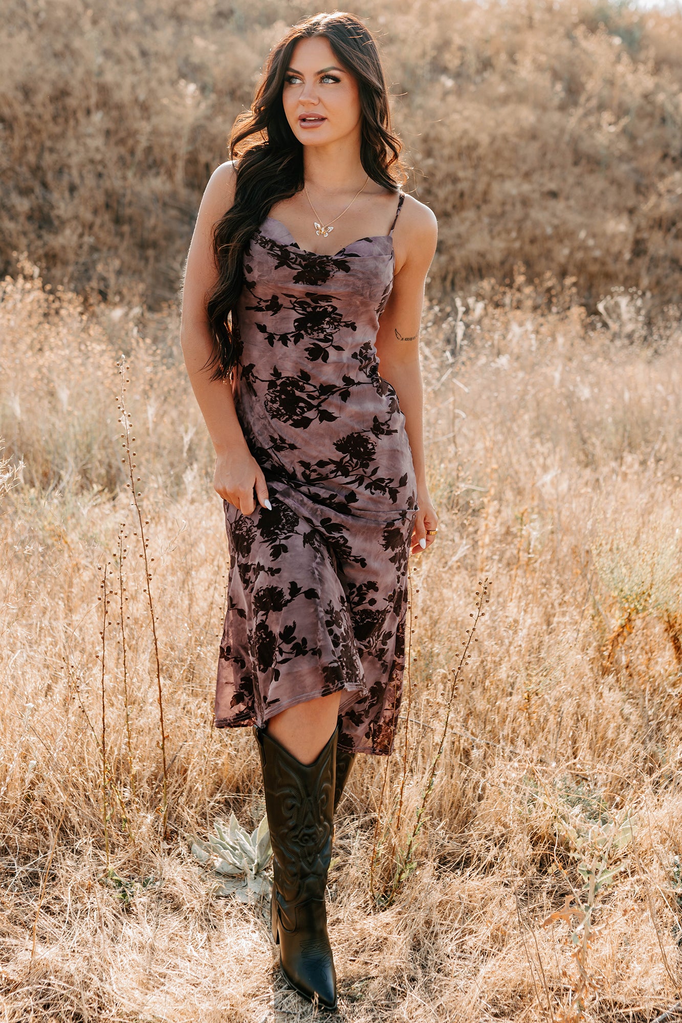 Everlasting Love Floral Mesh Midi Dress (Wine) - NanaMacs