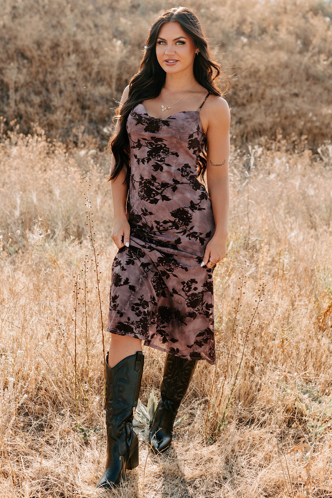 Everlasting Love Floral Mesh Midi Dress (Wine) - NanaMacs