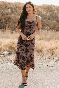Everlasting Love Floral Mesh Midi Dress (Wine) - NanaMacs