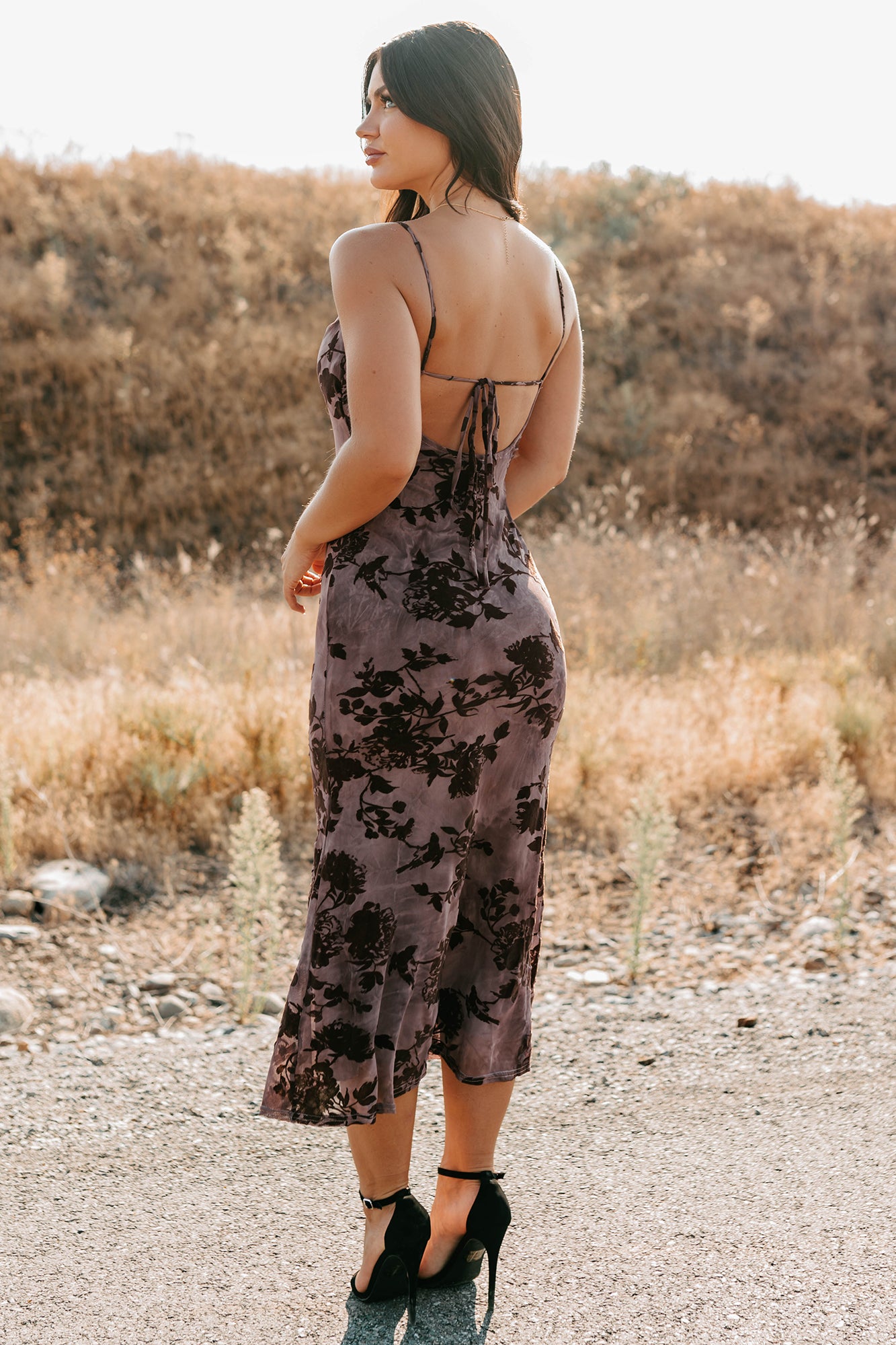 Everlasting Love Floral Mesh Midi Dress (Wine) - NanaMacs