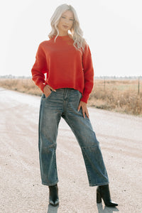 Evening Nest Reverse Stitch Knit Sweater (Red) - NanaMacs