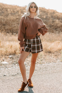 Keep It Sweet Boatneck Pullover Sweatshirt (Chestnut) - NanaMacs