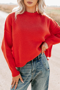 Evening Nest Reverse Stitch Knit Sweater (Red) - NanaMacs