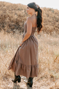 Charming The Night Halter Maxi Dress (Chocolate) - NanaMacs