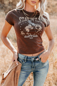Frontier Fashion "Stay Wild" Western Top (Brown) - NanaMacs