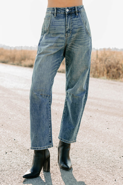 Willy Super High Rise Mica Denim Barrel Jeans (Medium Vintage) - NanaMacs