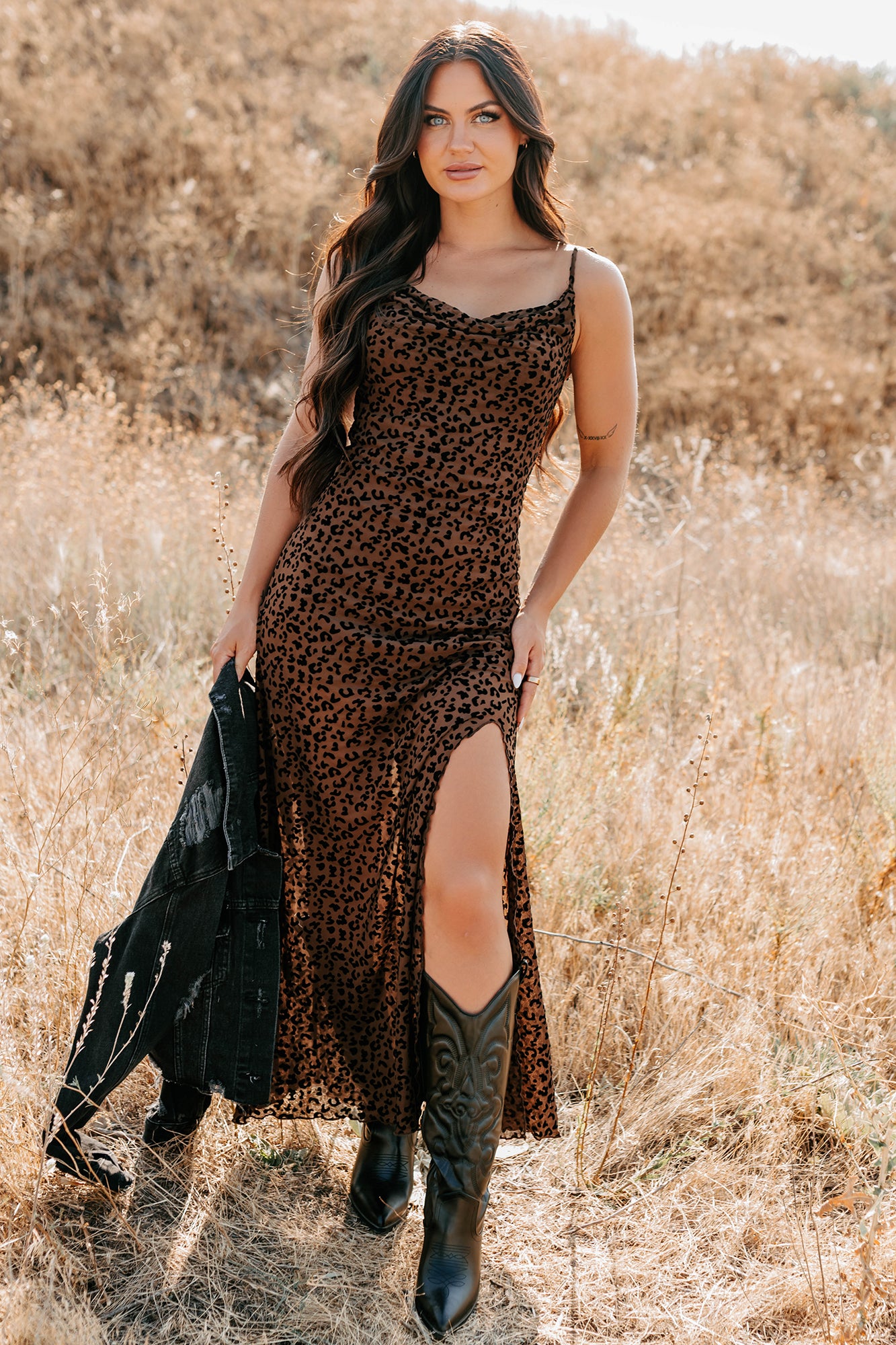 Stand On That Cowl Neck Leopard Maxi Dress (Brown) · NanaMacs