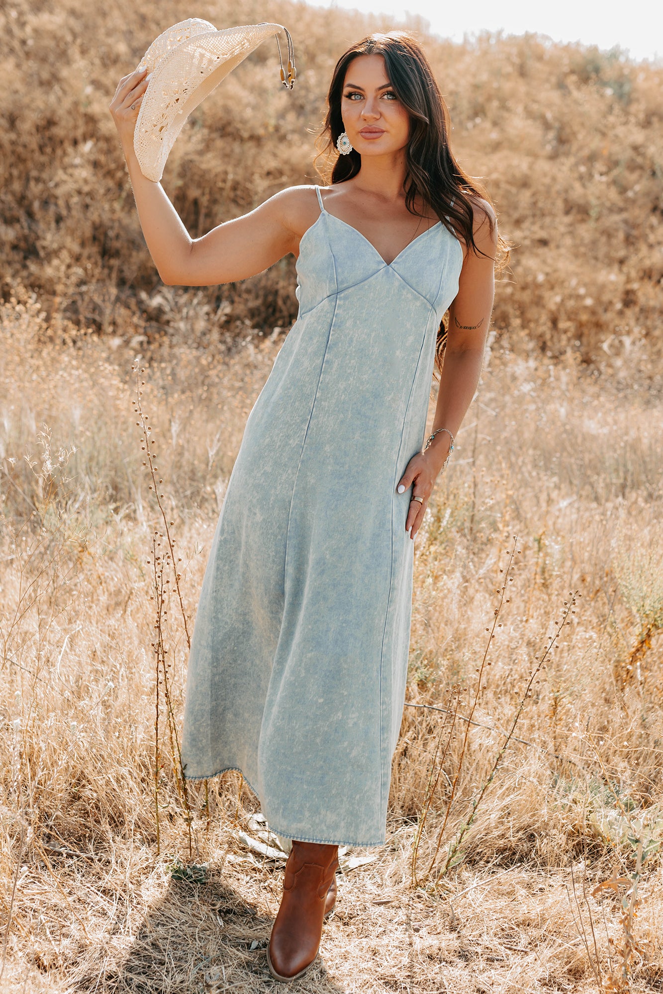Finally Me Sleeveless Washed Zenana Maxi Dress (Blue Grey) - NanaMacs