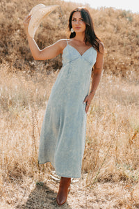 Finally Me Sleeveless Washed Zenana Maxi Dress (Blue Grey) - NanaMacs