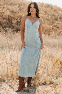 Finally Me Sleeveless Washed Zenana Maxi Dress (Blue Grey) - NanaMacs