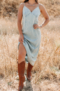 Finally Me Sleeveless Washed Zenana Maxi Dress (Blue Grey) - NanaMacs