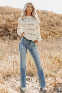 Quiet Mornings Open Knit Detailed Sweater (Cream) - NanaMacs