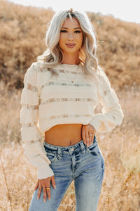 Quiet Mornings Open Knit Detailed Sweater (Cream) - NanaMacs