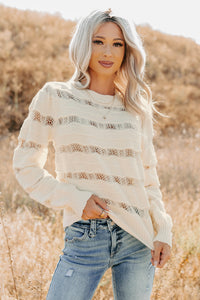 Quiet Mornings Open Knit Detailed Sweater (Cream) - NanaMacs