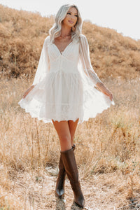 Ethereal Aura Dotted Mesh Mini Dress (Cream) - NanaMacs