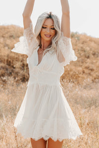 Ethereal Aura Dotted Mesh Mini Dress (Cream) - NanaMacs