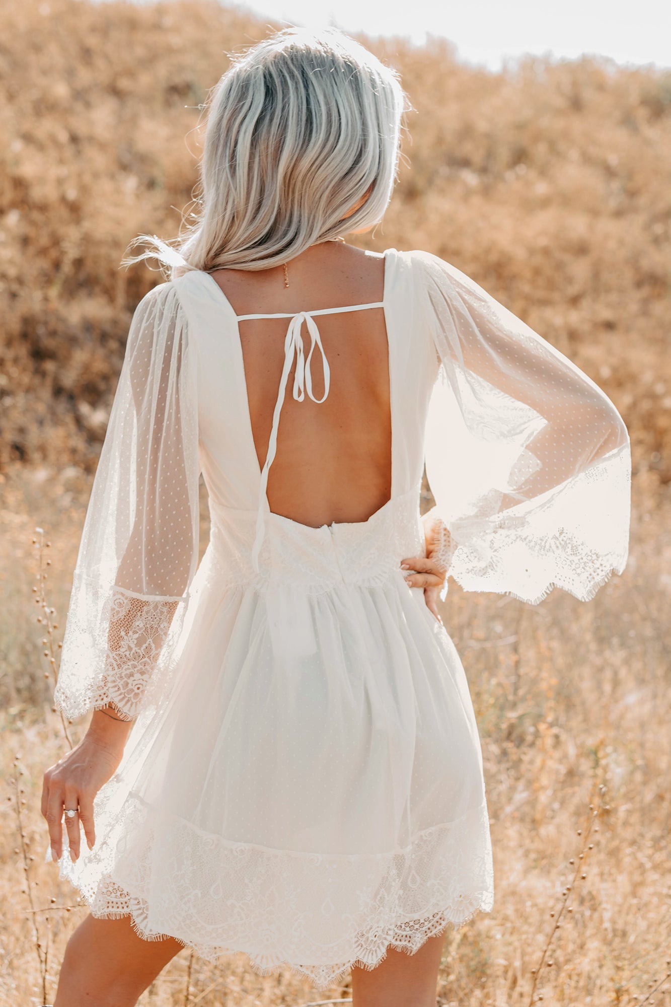 Ethereal Aura Dotted Mesh Mini Dress (Cream) NanaMacs Ethereal Aura Dotted Mesh Mini Dress (Cream) NanaMacs