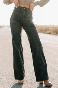 Louis High Rise Flare Hidden Jeans (Charcoal) - NanaMacs