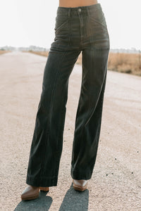 Louis High Rise Flare Hidden Jeans (Charcoal) - NanaMacs