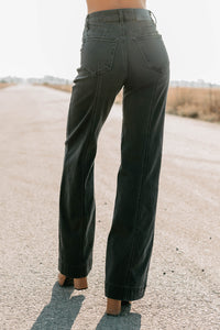 Louis High Rise Flare Hidden Jeans (Charcoal) - NanaMacs