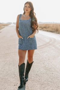 Kendrix Animal Print Denim Mini Dress (Denim Leopard) - NanaMacs