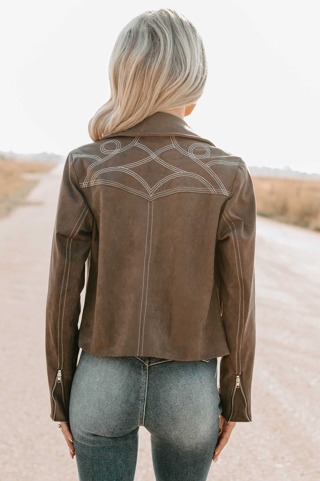 Exploring More Faux Suede Zip-Up Jacket (Charcoal) - NanaMacs