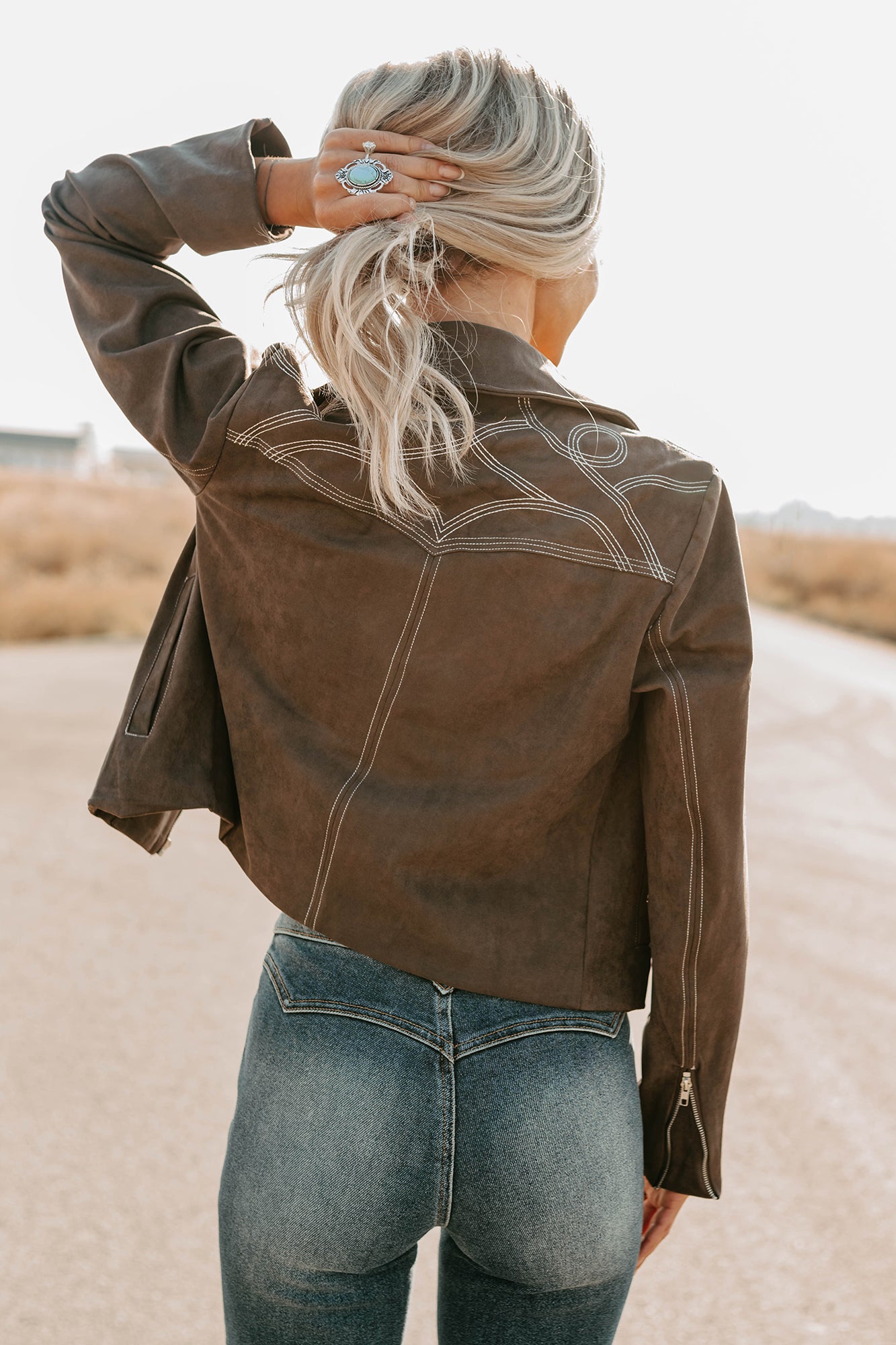 Exploring More Faux Suede Zip-Up Jacket (Charcoal) - NanaMacs