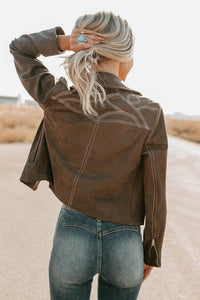 Exploring More Faux Suede Zip-Up Jacket (Charcoal) - NanaMacs